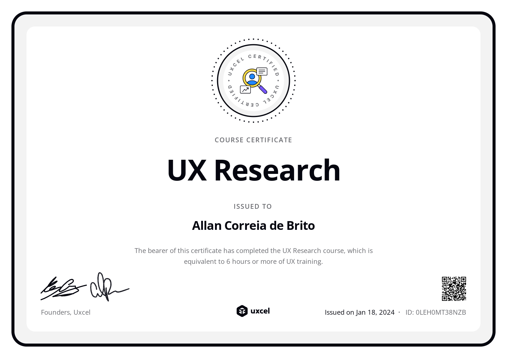Allan Correia de Brito's certificate